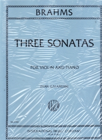 Brahms Three Sonatas Op. 78, 100, 108 Violin & Pf Sheet Music Songbook