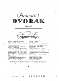 Dvorak Humoreske Op 101 No 7 Violin & Piano Sheet Music Songbook