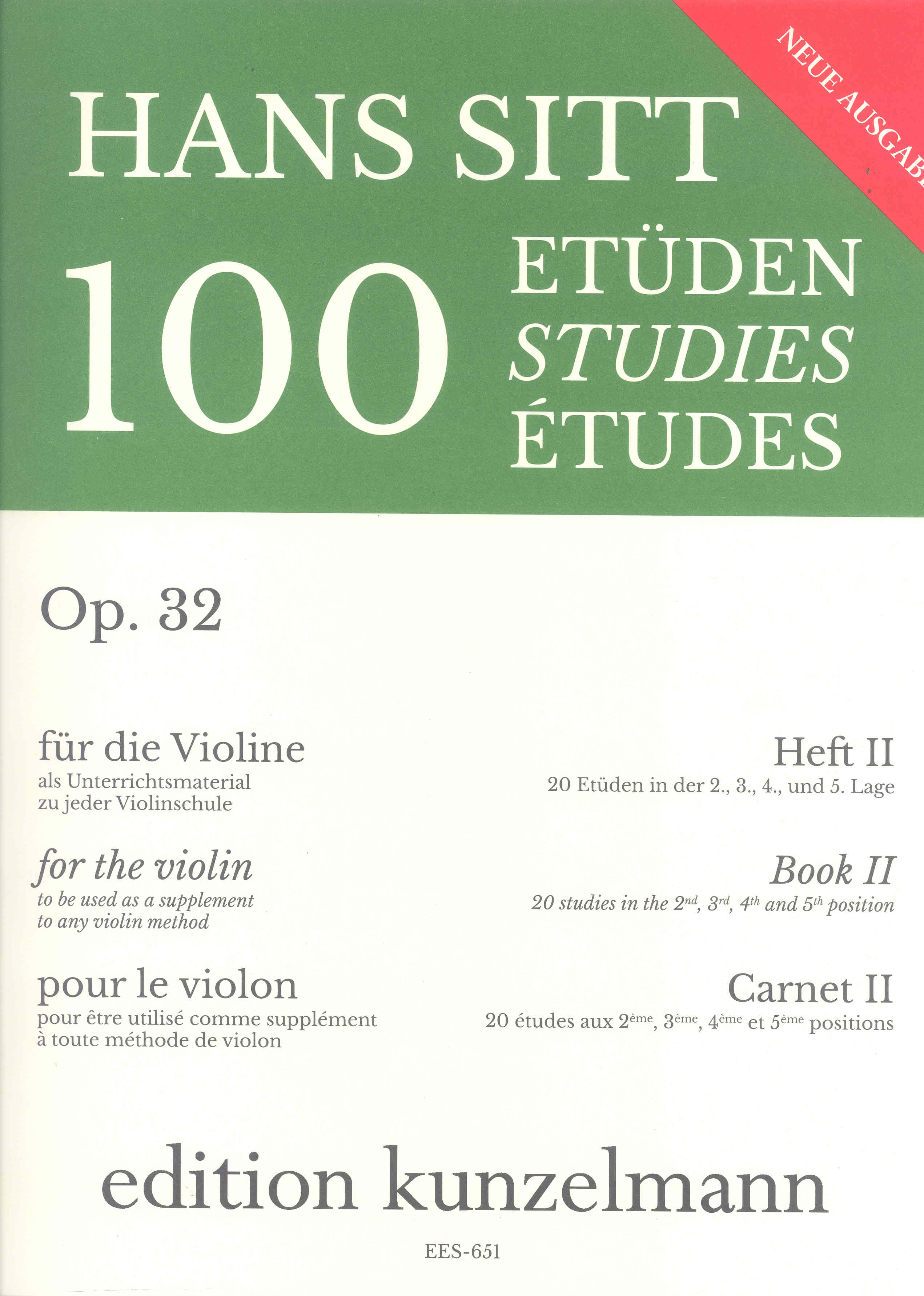 Sitt 100 Studies Op32 Vol 2 Violin Sheet Music Songbook