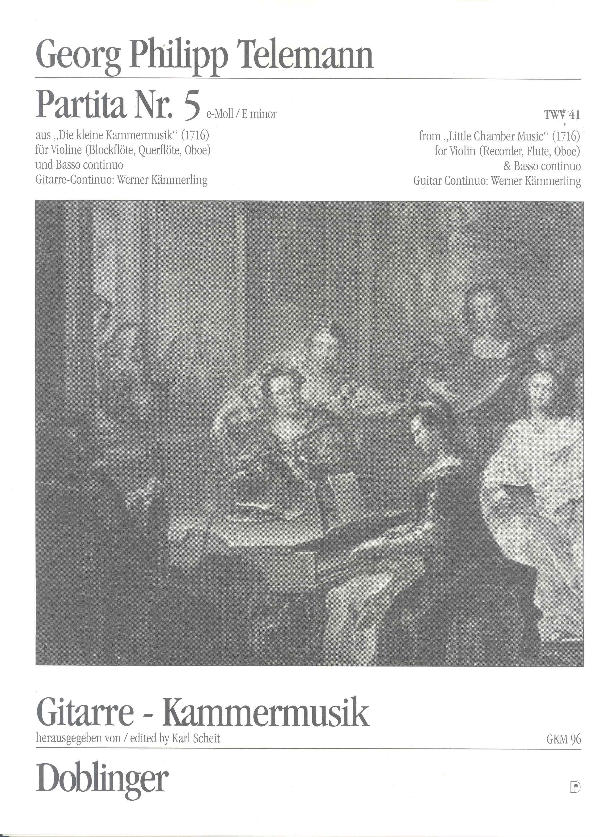 Telemann Partita No. 5 In E Minor Violin & Guitar Sheet Music Songbook