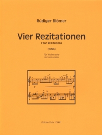 Blomer Four Recitations Violin Solo Sheet Music Songbook