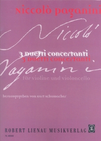 Paganini 3 Duetti Concertanti Violin & Cello Sheet Music Songbook