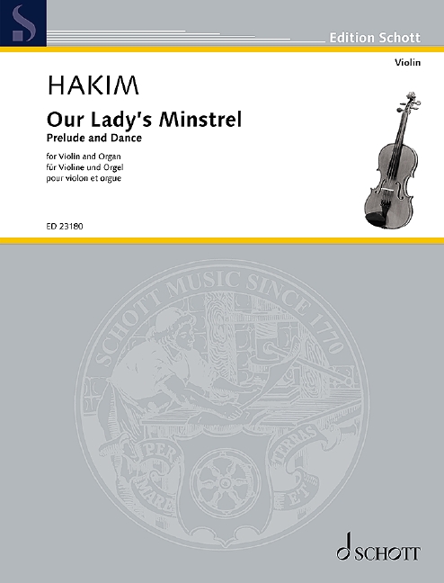Hakim Our Ladys Minstrel Violin & Organ Sheet Music Songbook