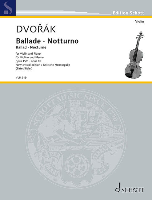 Dvorak Balladeop15/1 - Notturno Op40 Violin & Pf Sheet Music Songbook