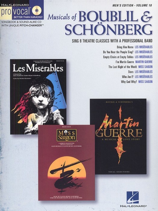 Pro Vocal 18 Musicals Of Boublil/schonberg Mens Sheet Music Songbook