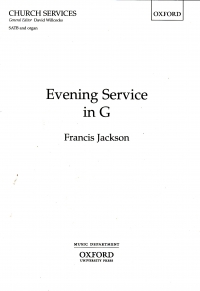 Evening Service In G Jackson Satb & Organ Sheet Music Songbook