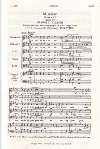 Allegri Miserere Mei Deus Ssatb Atkins Sheet Music Songbook