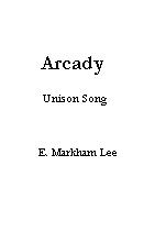 Arcady Markham Lee Unison Sheet Music Songbook