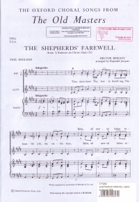 Shepherds Farewell Berlioz/jacques Ssa Sheet Music Songbook