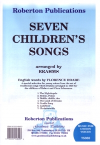 Seven Childrens Songs Brahms Unison Sheet Music Songbook