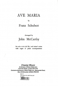 Ave Maria Schubert/mccarthy Satb Sheet Music Songbook
