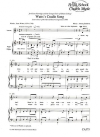 Watts Cradle Song Unison Sheet Music Songbook