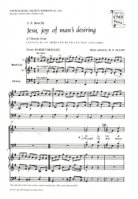 Bach Jesu Joy Of Mans Desiring Satb & Organ Sheet Music Songbook