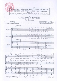 Creations Hymn (beethoven) 2pt Jones/laborde Sheet Music Songbook