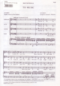 To Music Satb & Pf Schubert Sheet Music Songbook