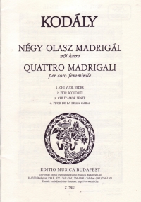 Quattro Madrigali Kodaly Upper Voices Sheet Music Songbook