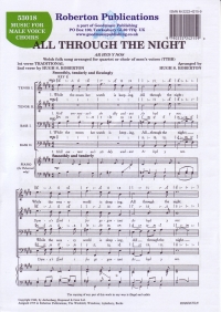 All Through The Night Ttbb Sheet Music Songbook