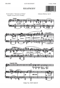 Brahms Alto Rhapsody A Solo Ttbb Sheet Music Songbook