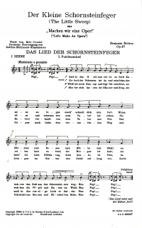 Britten Little Sweep Op45 Audience Songs German Sheet Music Songbook