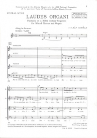 Laudes Organi Satb Kodaly Sheet Music Songbook