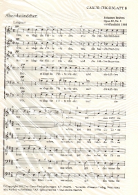 Abendstandchen Op42 No 1 Brahms Ssattb Min 20 Sheet Music Songbook