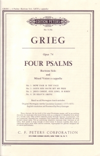 4 Psalms Op74 Grieg (english) Baritone Solo & Satb Sheet Music Songbook