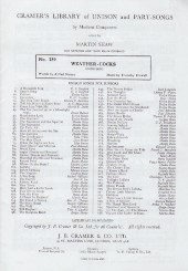 Weather-cocks Howell Unison Sheet Music Songbook