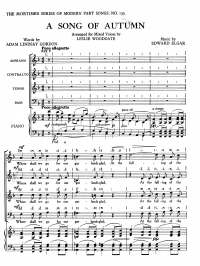 A Song Of Autumn  Edward Elgar   Satb Sheet Music Songbook