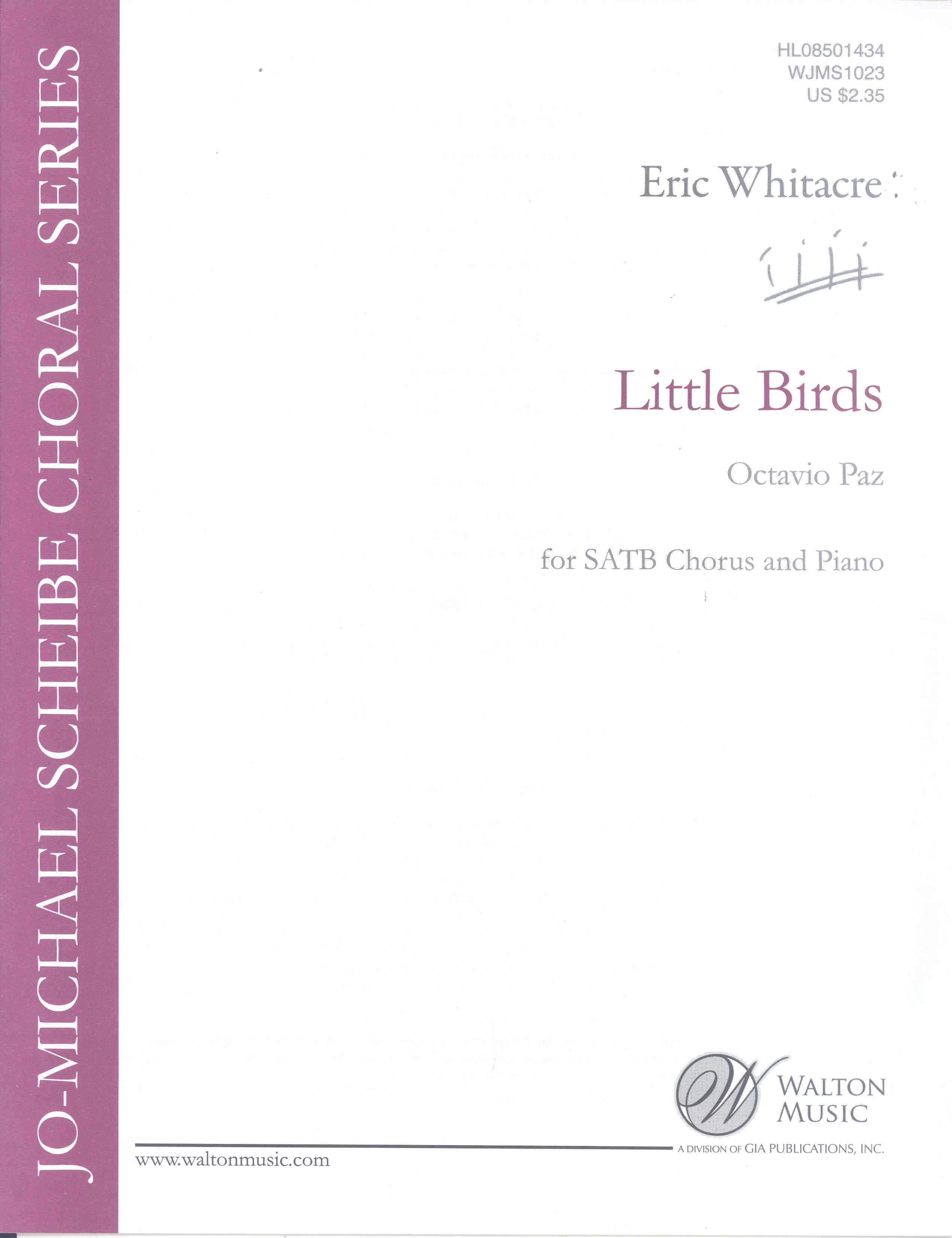 Little Birds Whitacre Satb & Piano Sheet Music Songbook