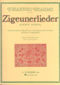 Zigeunerlieder Op103 Brahms Satb Sheet Music Songbook