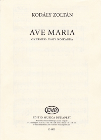 Ave Maria Kodaly Sma Sheet Music Songbook