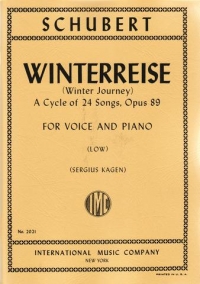 Schubert Winter Journey (winterreise) Op89 Low Sheet Music Songbook