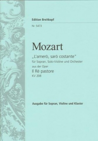 Mozart Lamero K208 (il Re Pastore) Sopran Vln Pf Sheet Music Songbook