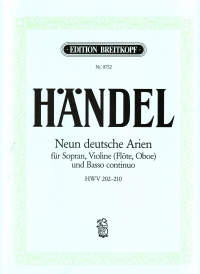 Handel 9 German Arias Soprano Violin Continuo Sheet Music Songbook