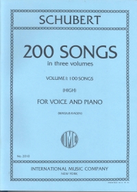Schubert 200 Songs Vol 1 (100 Songs) High Sheet Music Songbook