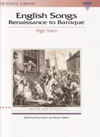 English Songs Renaissance To Baroque High Voice Sheet Music Songbook