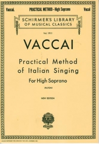 Vaccai Practical Method High Soprano Sheet Music Songbook