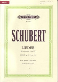 Schubert Songs Vol 4 High New Edition Sheet Music Songbook