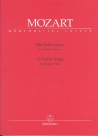 Mozart Complete Songs For Medium Voice Sheet Music Songbook