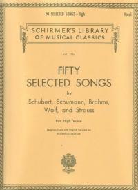 50 Selected Songs Schubert Schumann Brahms High Vo Sheet Music Songbook