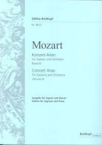 Mozart Concert Arias Soprano Vol 3 Sheet Music Songbook