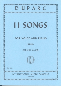 Duparc Songs (11) High Voice & Piano French & Eng Sheet Music Songbook