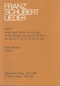 Schubert Lieder Vol 5 Texts By Rueckert Scott High Sheet Music Songbook