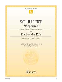 Schubert Wiegenlied/du Bist Die Ruh High Voice Pf Sheet Music Songbook