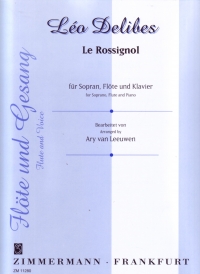 Delibes Le Rossignol Voice Flute & Piano Sheet Music Songbook