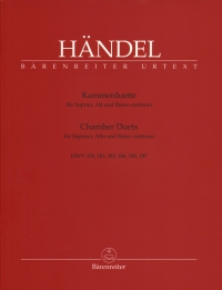 Handel Chamber Duets Soprano Alto & Basso Continuo Sheet Music Songbook