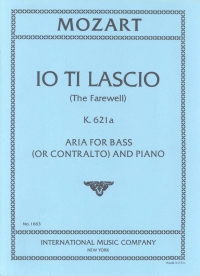 Mozart Io Ti Lascio (laddio) K621a Bass & Piano Sheet Music Songbook