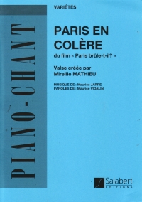 Jarre Paris En Colere Voice & Piano Sheet Music Songbook