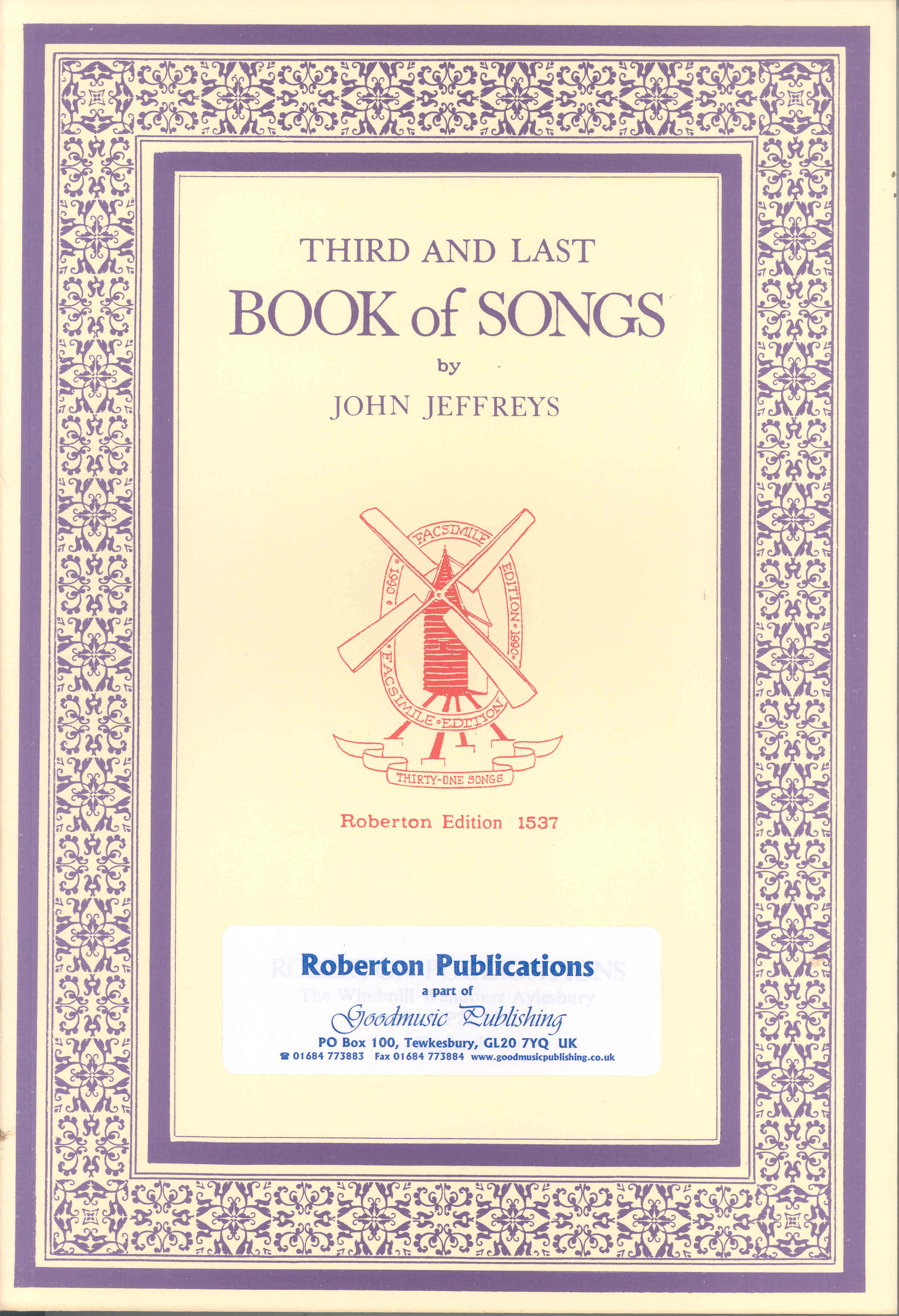 Jeffreys Third And Last Songs For Voice & Piano Sheet Music Songbook