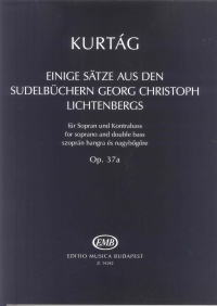 Kurtag Satze Sudelbuchern Lichtenbergs Sop/db Sheet Music Songbook